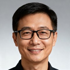 资深足球迷张先生头像，四十岁左右，戴眼镜，面带微笑